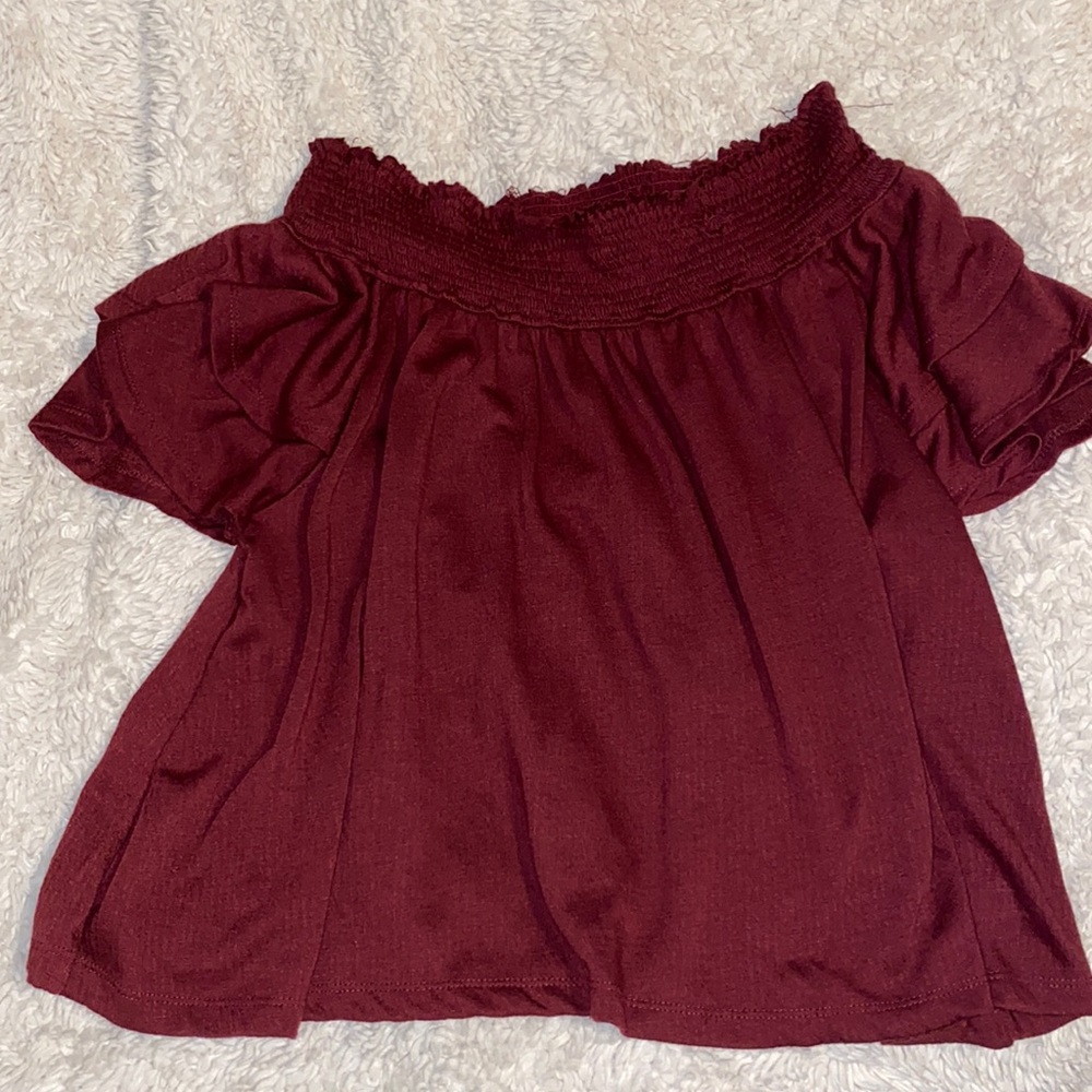 Altar’d State maroon off the shoulder shirt